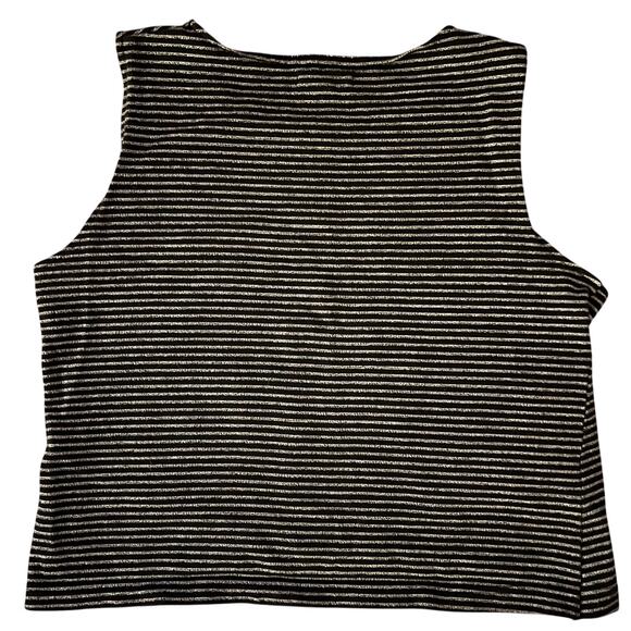 Madewell Black Striped Crossover Tank 100% Cotton Medium Minimalist Casual EUC - Picture 8 of 10